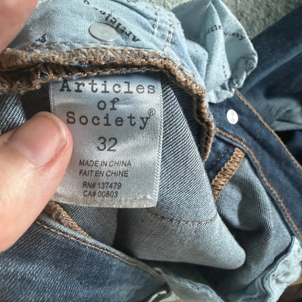 Articles of Society Skinny Jeans Blue Dark Wash Raw Released Hem Size 32